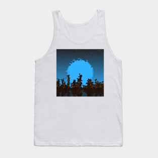 SURREAL CITYSCAPE İN NEON BLUE Tank Top